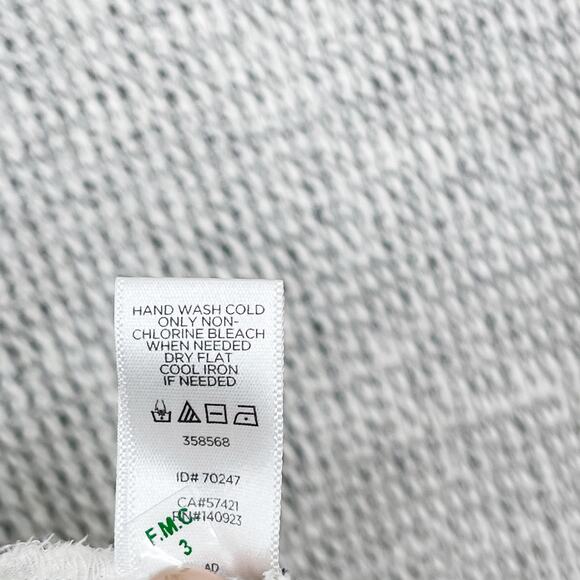 LOFT XSmall XS Cream Gray Tweed Front Mixed Media Long Sleeve Blouse Top Scoop - Picture 9 of 9